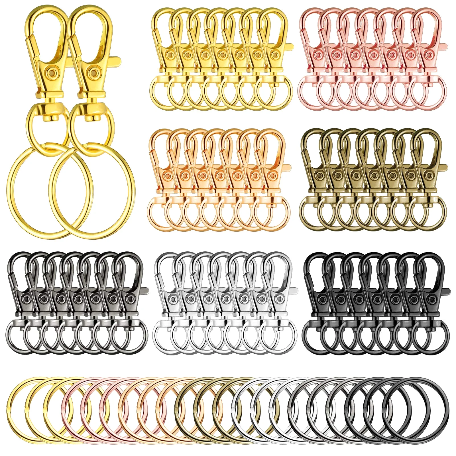 Swivel Clasps & Snap Hooks, 100 pcs, Multicolor