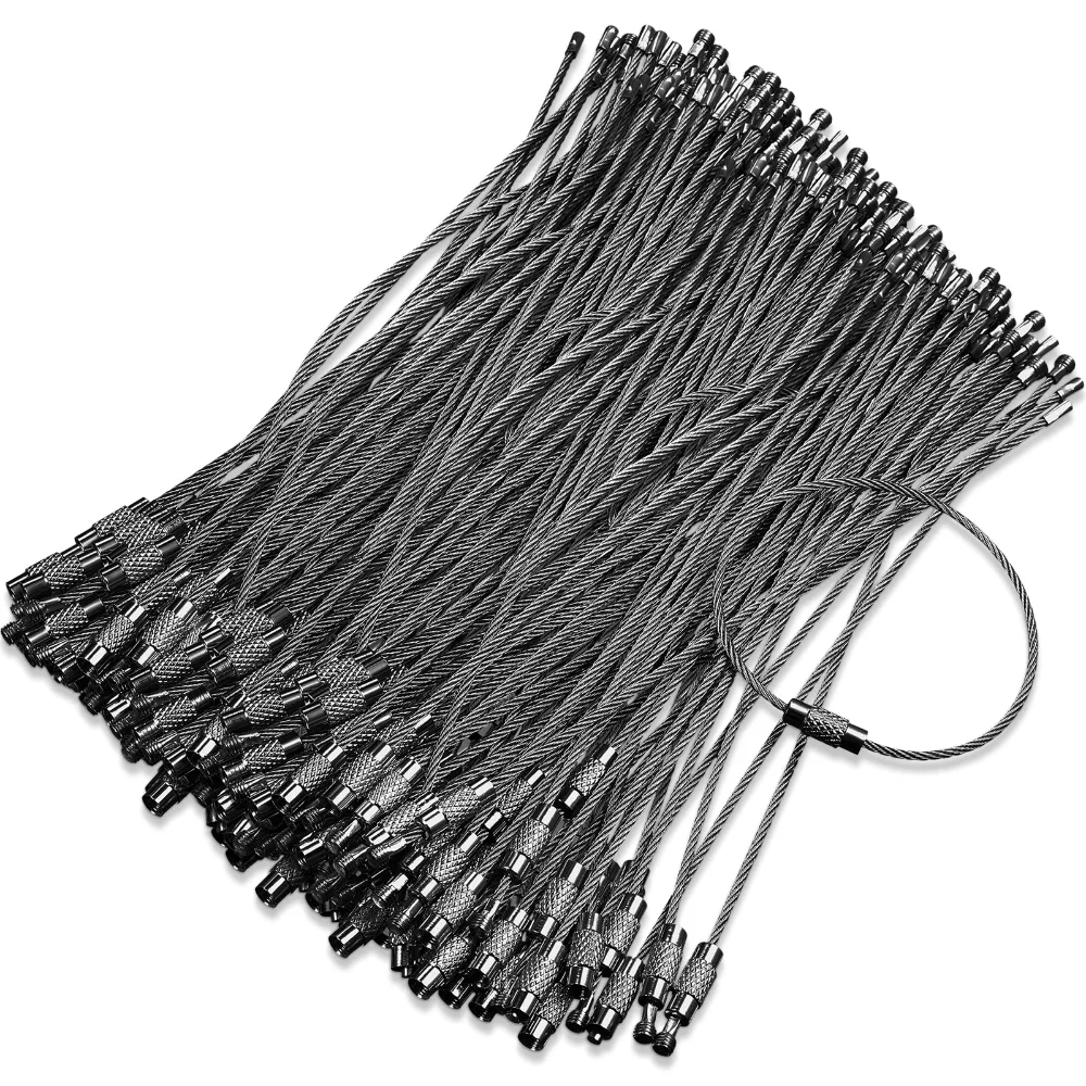Wire Keychain Cables, 150 pcs, Black