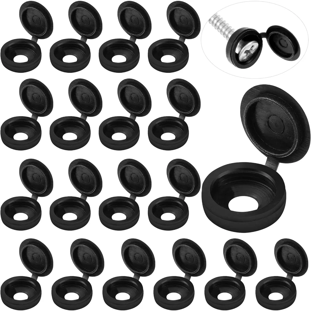 Hinged Screw Caps, 100 pcs, Black